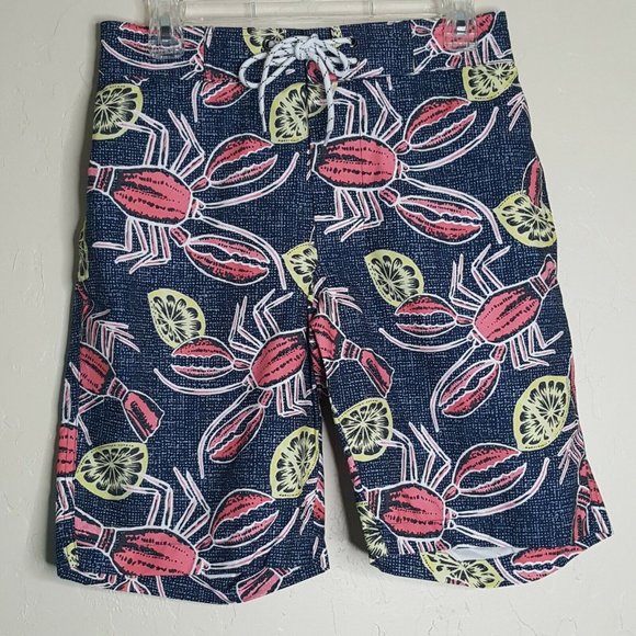 Mens Swim Trunks Surf Shorts Navy Lobster w Lemons St Johns Bay NWT Size Small - Picture 1 of 5